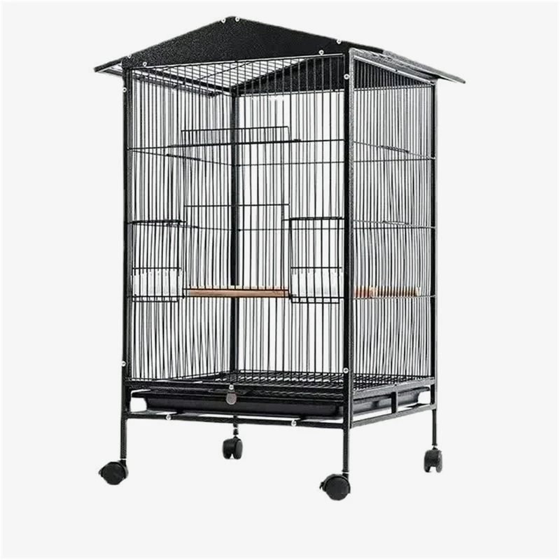Modern Large Metal Bird Cage for Parrots  Magpie Bold Birds Iron Construction with Plastic Tray Box Packing for Villas