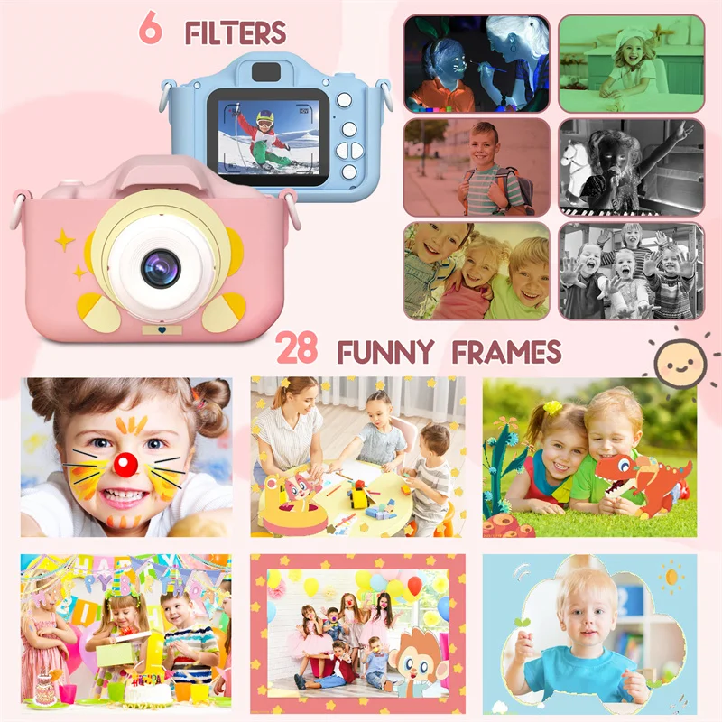 Caméra selfie pour enfants avec écran IPS 1080P, cadeau parfait pour les 3 à 10 ans, anniversaire, Noël, Halloween, appareil photo pour enfants