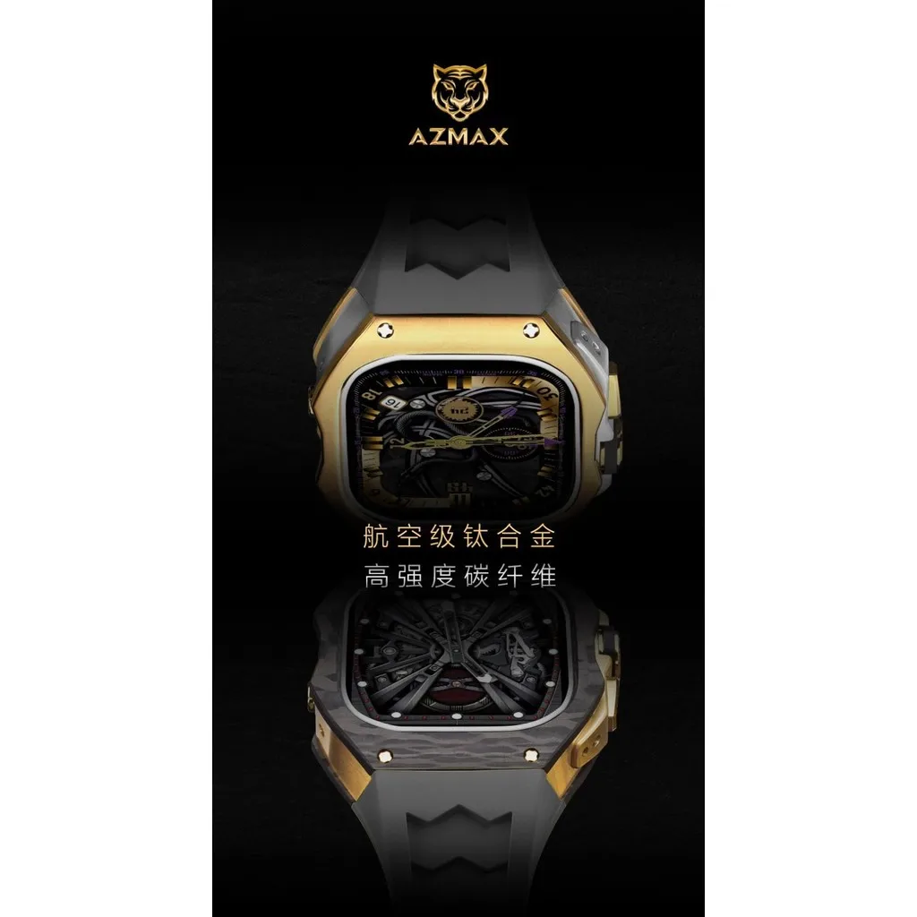 Luxury Carbon Fiber Titanium Alloy Case Mod Kit for Apple Watch Ultra 3 2 1 watch band replacement 49mm Case fluororubber Strap