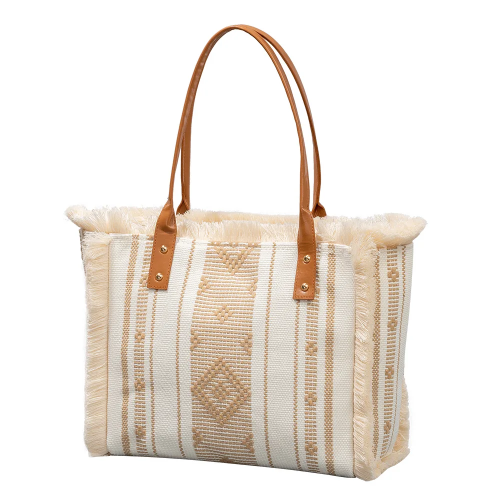 

Women's Large Capacity Canvas Shoulder Bag Summer Beach Handbag Fashion Female Luxury Designer Shopper Tote