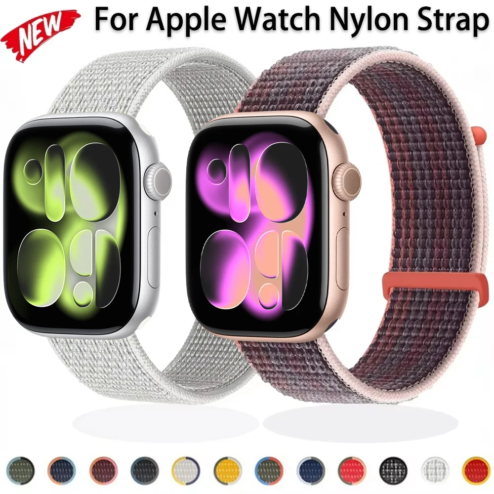 

Nylon Strap for Apple Watch Band 45mm 41mm 49mm 44mm 40mm 46mm 42mm Breathable Bracelet iWatch Ultra Series 11 10 9 8 7 6 5 SE 3