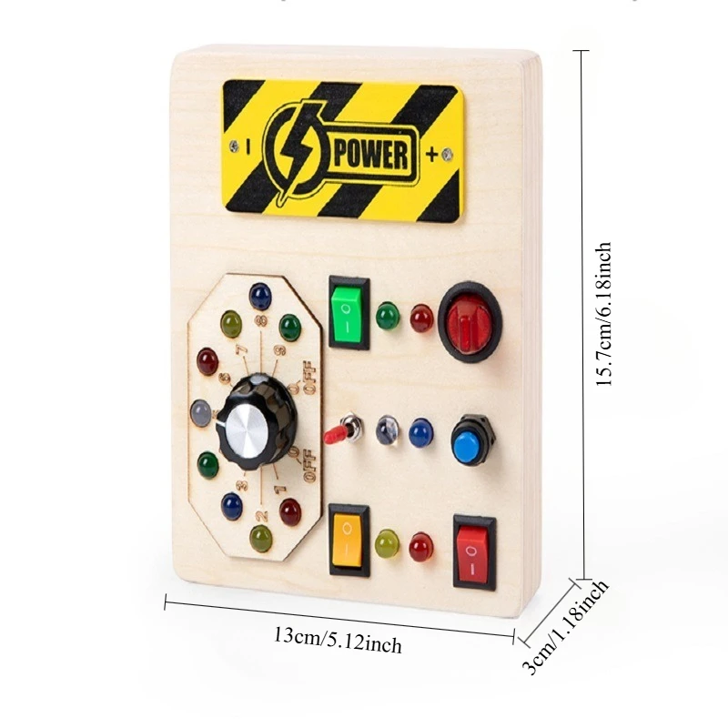 Wooden LED Light Busy Board Toddler Early Education Toy Switch Socket Cognition Hands-on Brain Training Sensory Educational Play