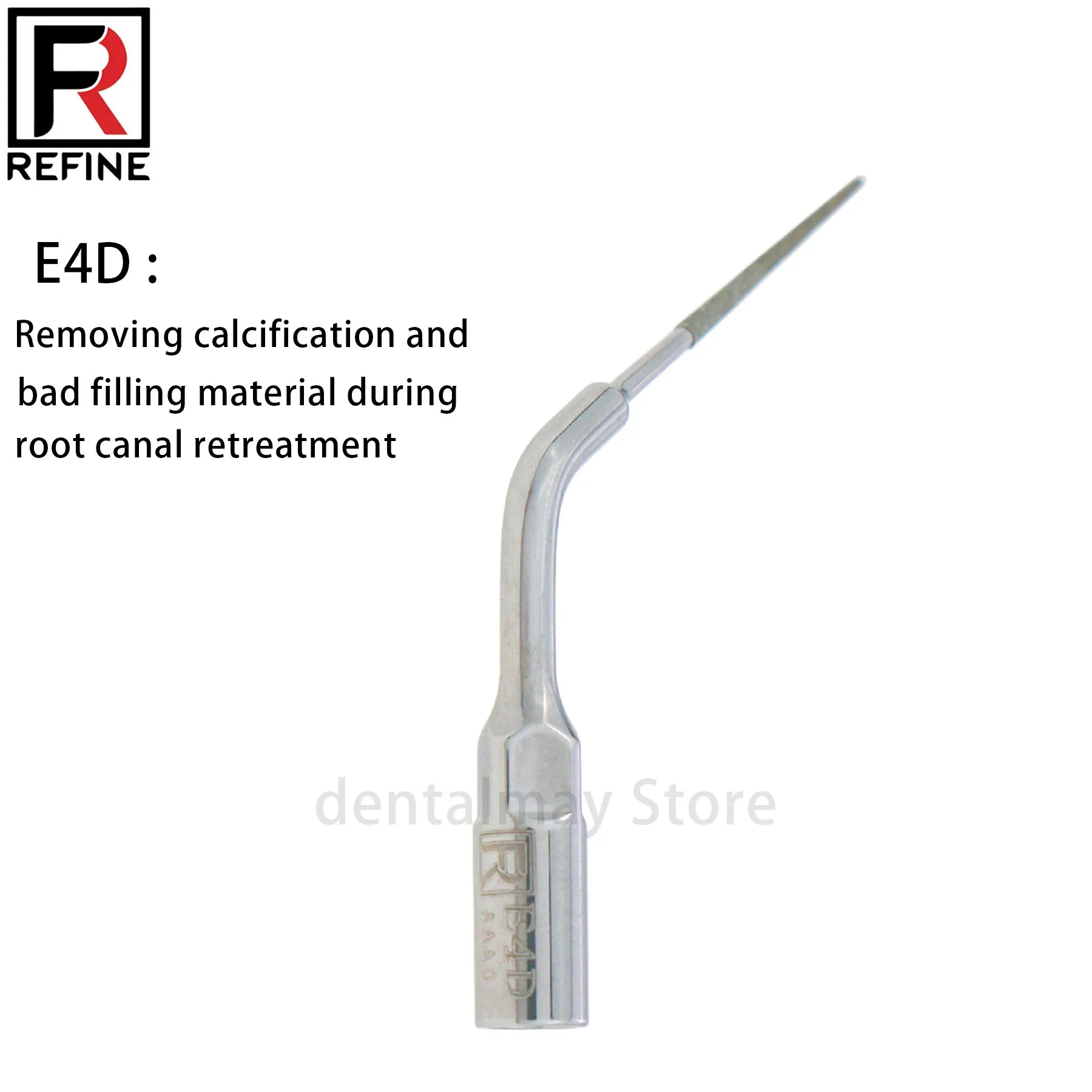 

1/5PC REFINE Dental Ultrasonic Scaler Tip Diamond E4D fit EMS Removing Calcification and Bad Filling Material During