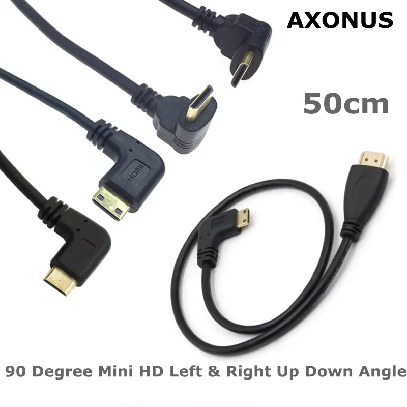 For HDTV 1080p PS3 Evo HTC Vedio Gold Palted 90 Degree Mini HD Left & Right Up Down Angle Male To HDMI-compatible Male Cable