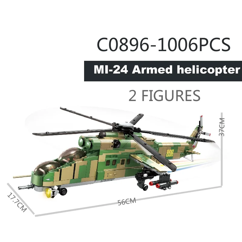 1006PCS Mi-24 Armed Helicopter Building Blocks Military Model Bricks Educational Toys For Boys Christmas Gift 2022 New WOMA