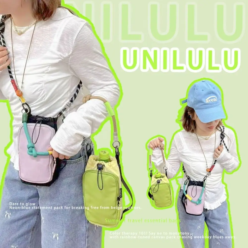 

Sports Nylon Shoulder Bag Coin Pouch Nylon Rope Drawstring Crossbody Bag Solid Color Korean Style Mobile Phone Pack Travel