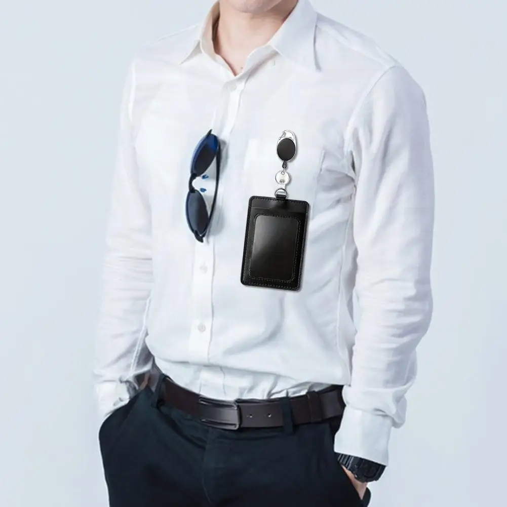 Держатель для карт с пряжкой ремня Выдвижной держатель для удостоверений личности Набор с зажимом для бейджа Катушка Ремешок Карабин Комплект из 2 вертикальных значков для работы