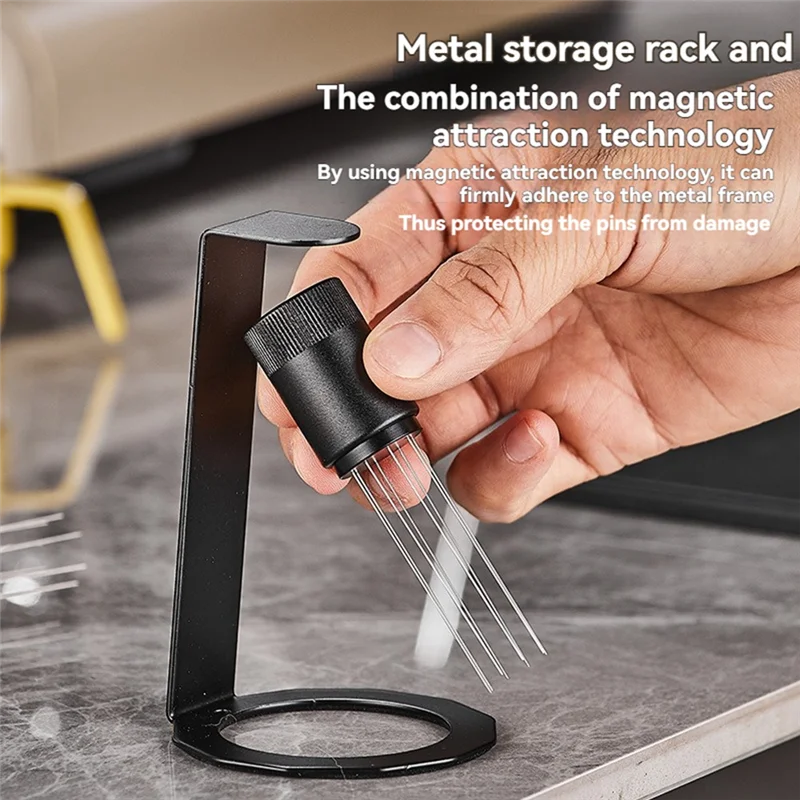 미끄럼 방지 손잡이가 있는 커피 스터러 바늘, 베이스 알루미늄 합금 WDT 도구, 커피 파우더 핸드 탬퍼 디스트리뷰터-CLIM