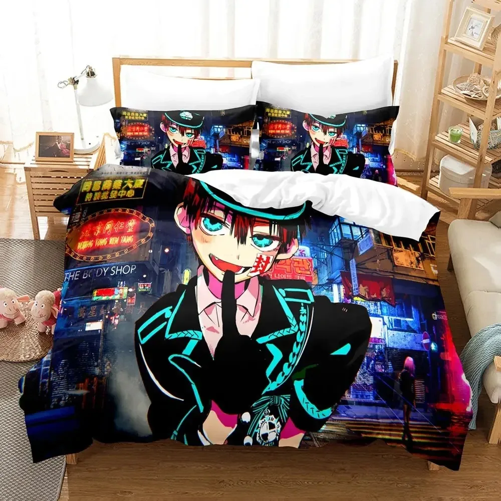 Hot Ground-Bound Boy Hanako-Kun Toilet-Bound Bedding Set Anime Duvet Cover Sets Comforter Beding Double Size Adults Kids Gift