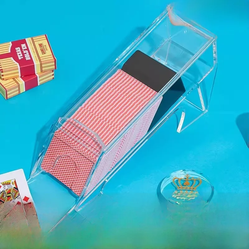 透明な黒色のプラスチック製ポーカーディーリングマシンテキサスホールデムカジノゲームカードシャッフラー（4、6、8デッキ用）カードゲームアクセサリー