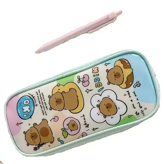 Cartoon Capybara Pencil Case Large Capacity Zippers Pencil Pouch Stationery Storage Bag School Supplies For Student Gift