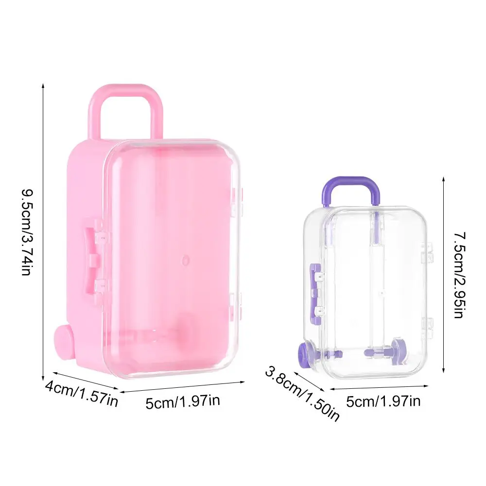 Mode Plastic Mini Koffer Voor Poppen Miniatuur Speelgoed Kofferbak Poppenhuis Decoratie Mooie Kleine Clutch Sieraden Doos Pop Handtas