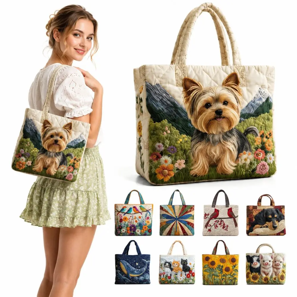 Vintage Women Printed Tote Bag Realistic Patterns Oxford Cloth Travel Handbag Lightweight Large Capacity Luxury Shoulder Bag