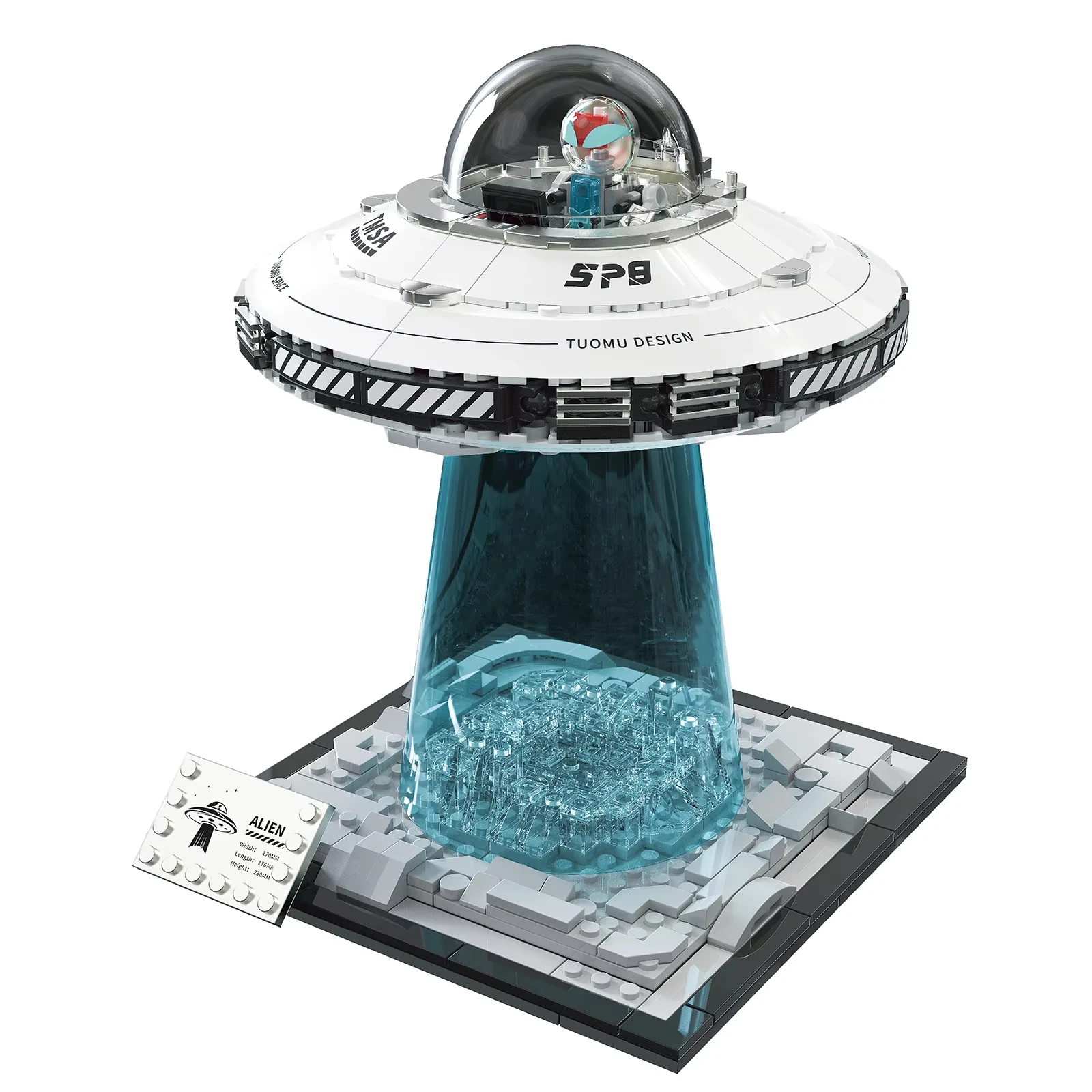 スペース UFO シップビルディングブロック - STEM 銀河探査モデルキット、子供大人向け DIY 太陽系おもちゃ、デスク装飾 & 誕生日ギフト