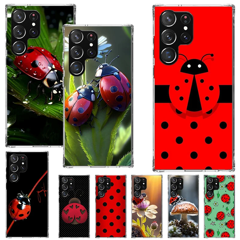 Insect Seven-Star ladybug Phone Case For Samsung Galaxy S24 S23 S22 S21 Ultra S20 FE S10 Plus S10E S9 S8 + Soft Cover Shell