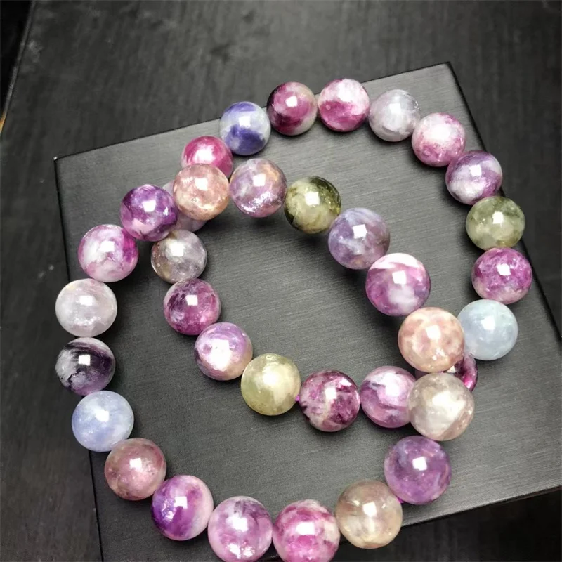 

Natural Colored Lepidolite Bracelet Healing Crystal Colorful Gemstone Simple Yoga Charm Meditation Jewelry Bangles Gift 11MM