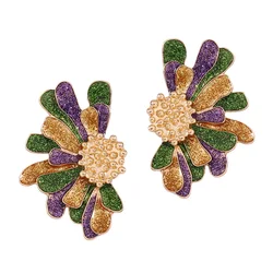Fashion Carnival Purple Flower Dangle Earrings for Women New Simple and Gorgeous Design Jewelry Party Accessories Wholesale