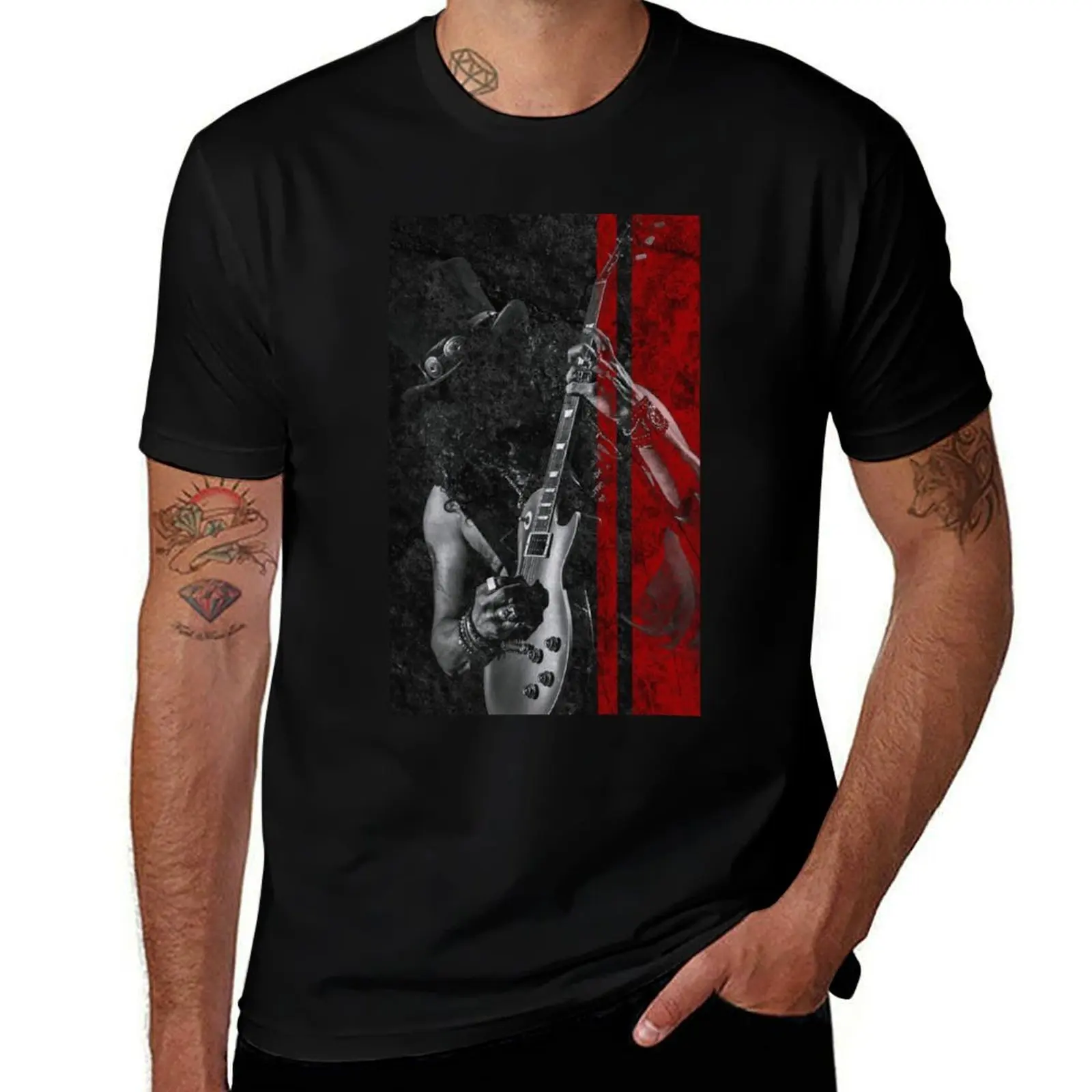 Black Gitar T-Shirt cotton tshirt 100% T-Shirt