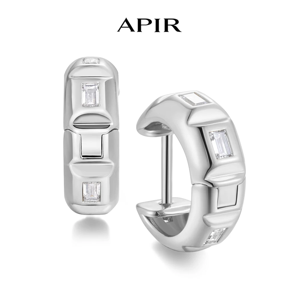 

APIR 925 Sterling Silver Moissanite Hoop Earrings for Women 12mm Needle 18k Gold Plated Elegant Vintage earrings Jewelry Gift