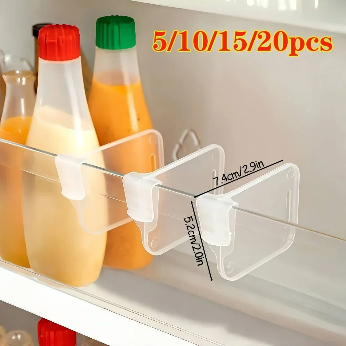 5, 10, 15, 20 Peças Divisórias Organizadoras Transparentes e Resistentes para Geladeira, Ajustáveis para Armazenamento em Geladeiras e Armários de Cozinha, Compartimentos que Economizam Espaço