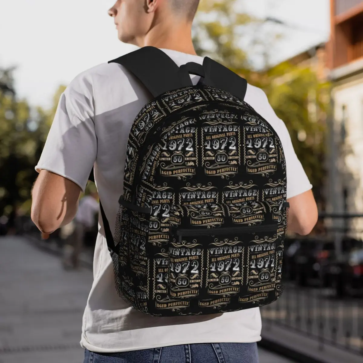 50th Birthday Vintage 1972 Aged Perfectly Gift Backpack Student BookBag Children School Bag Laptop Shoulder Bags for Men Women