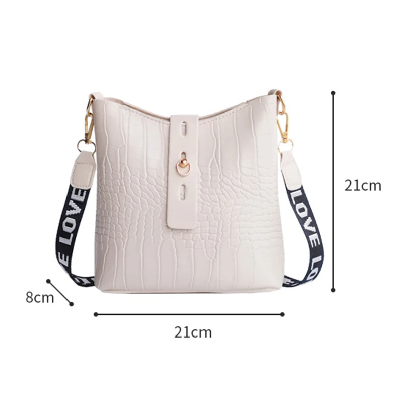 Crocodile Messenger Bags For Women Luxury High Quality Ladies Handbags Bucket Bag Pu Leather Crossbody Shoulder Bag Female