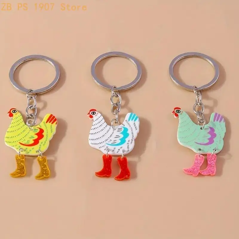 

Creative Acrylic Chicken Shaped Keychain Rooster Keyring Pendant For Gifting Handbag Accessories Car Ornament 55KA