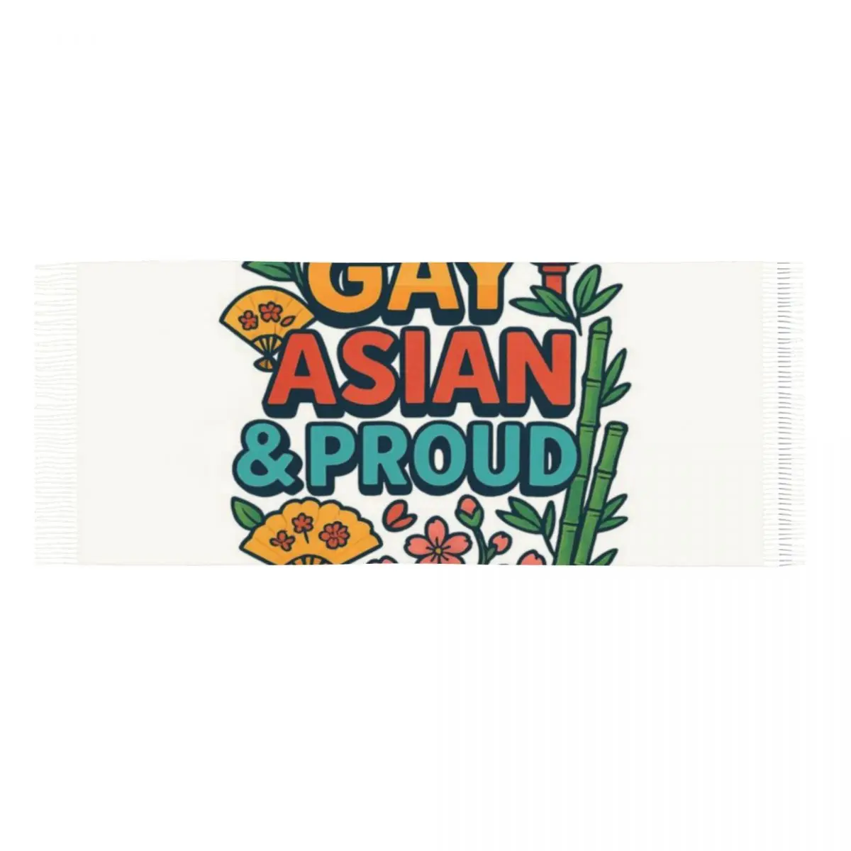 Gay Asian And Proud LGBTQ AAPI Representation With Cultural Motifs Shawl A Tassel Scarf