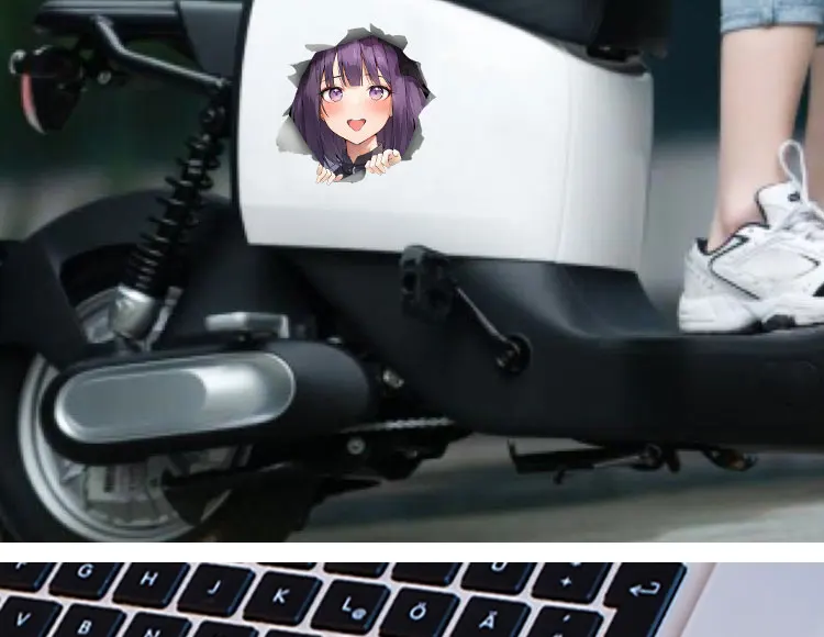 Marin Kitagawa Anime Torn Car Sticker, Waifu Vinyl Decal, Waterproof Sticker for Motorcycle, Scooter, Laptop, Car Window