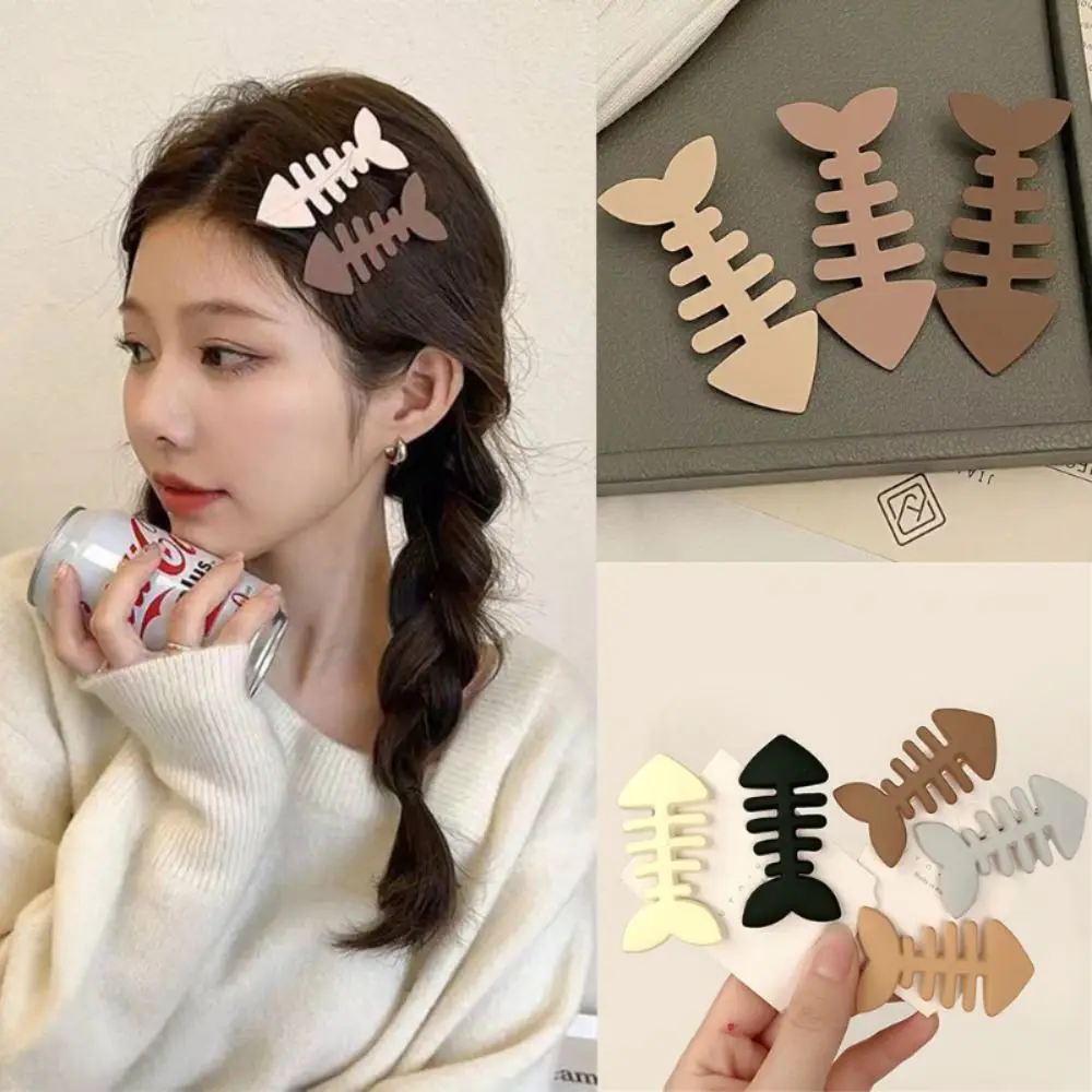 

Creative Fishbone Hairpin Hair Clip Girl Cute Bangs Barrettes Sweet Side Hairgrips Temperament Duckbill Clip Hair Accessories