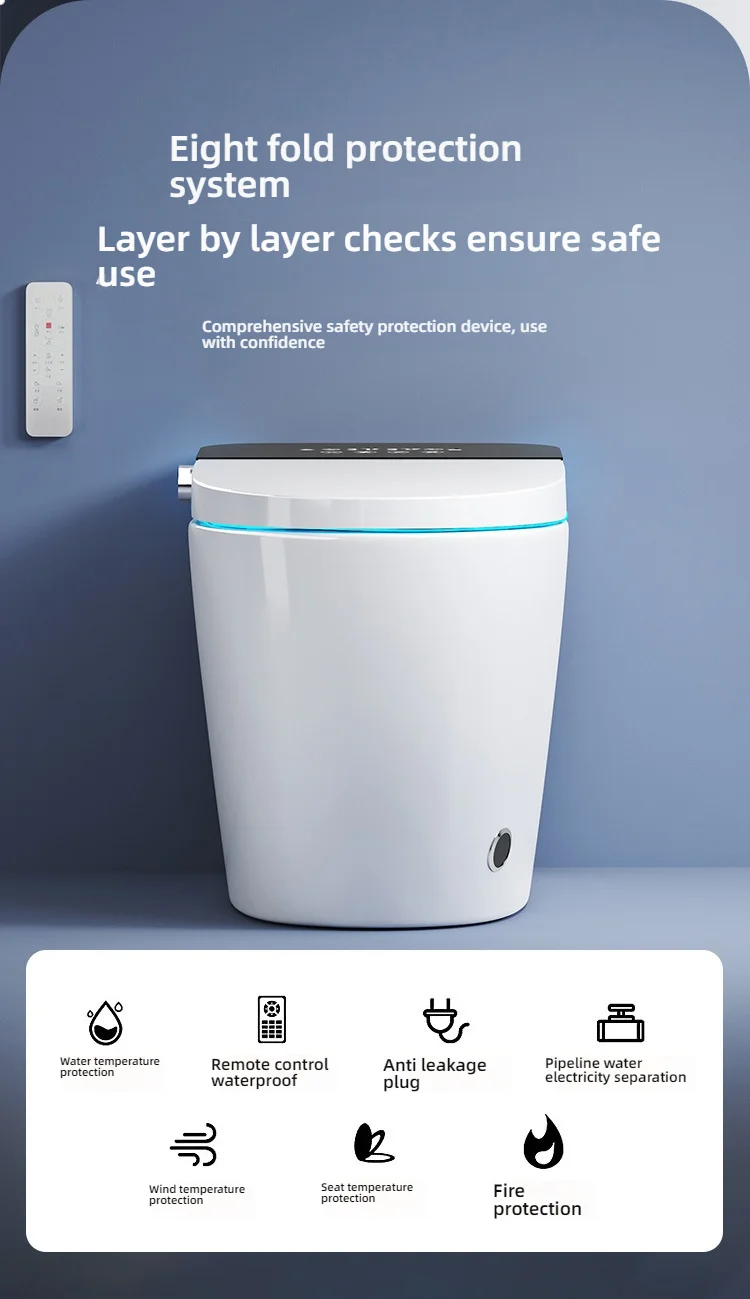 Airo Auto Sensor Flush One Piece Intelligent Wc Bidet Commode Toilet Bowl Automatic Operation Smart Toilets with Remote Control view 5