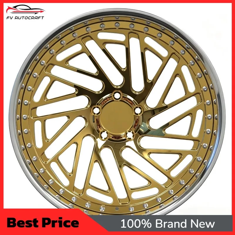 

【2026】Lightweight Design Beadlock Design Mirror Gold 5x120 24 Inch Two-piece Forged Wheels For Ford F-series Dodge Ram Tundra SU