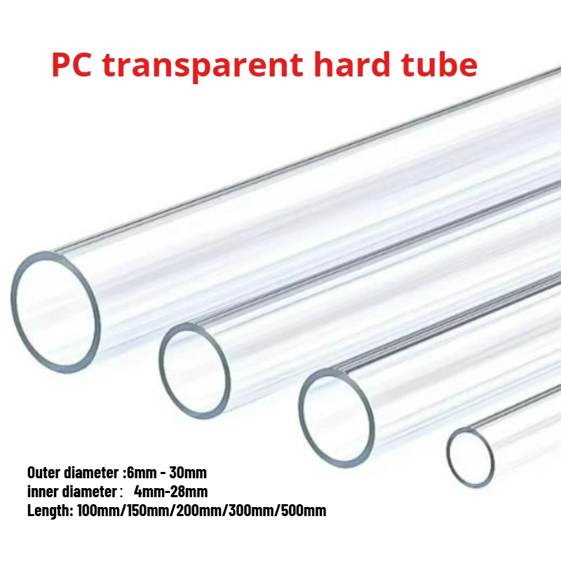 

1-20pcs High Transparent PC Tube Polycarbonate Plastic Pipe 1mm Thick Corrosion Resistance Oxidation Length100/150/200/300/500mm