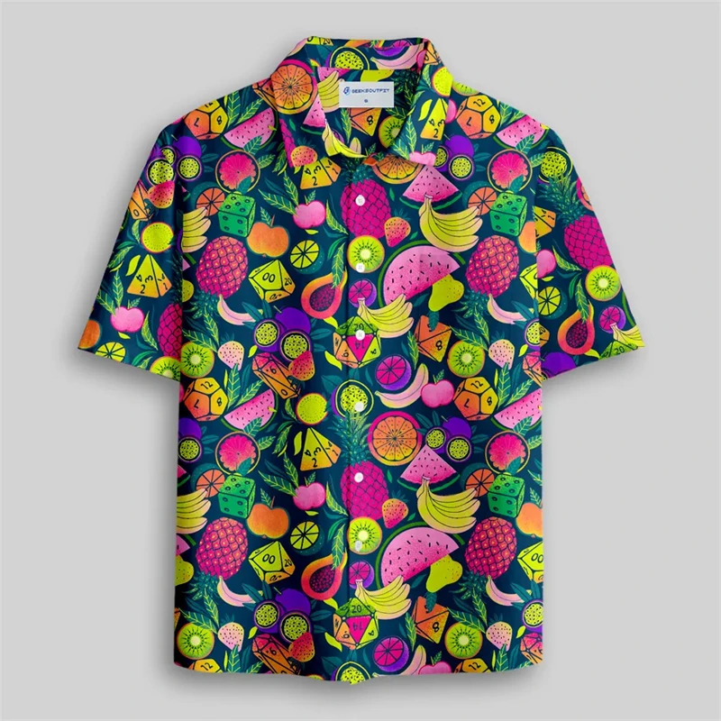 

Tropical Romantic Flowers Hawaiian Shirts Unisex Plants And Fruits 3D Print Lapel Loose Men's Shirt Summer Beach Leisure Blouse