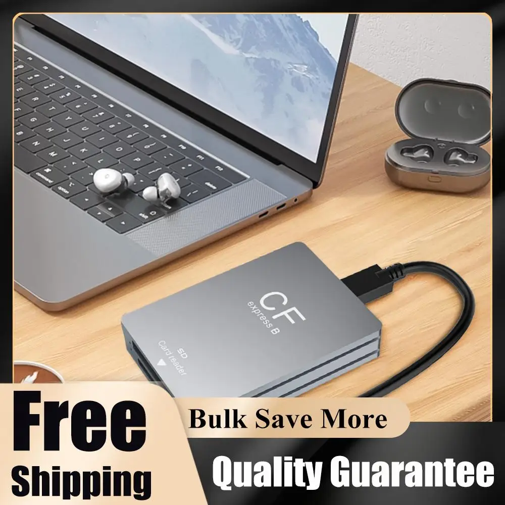 

2 in 1 CFexpress Type B SD Card Reader CFexpress Card Adapter USB 3.2 10Gbps Dual-Slot with USB C To USB C/A Cable for SLR