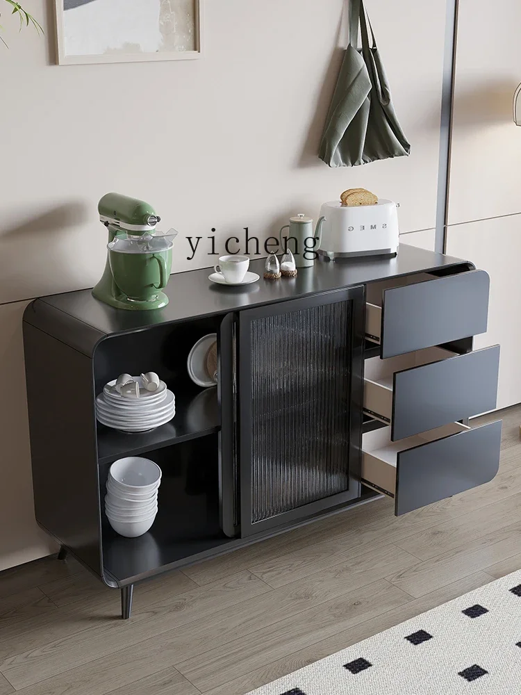 Living Room Storage Locker Tea Solid Wood Sideboard Integrated Wall Modern Minimalist Entrance Cabinet