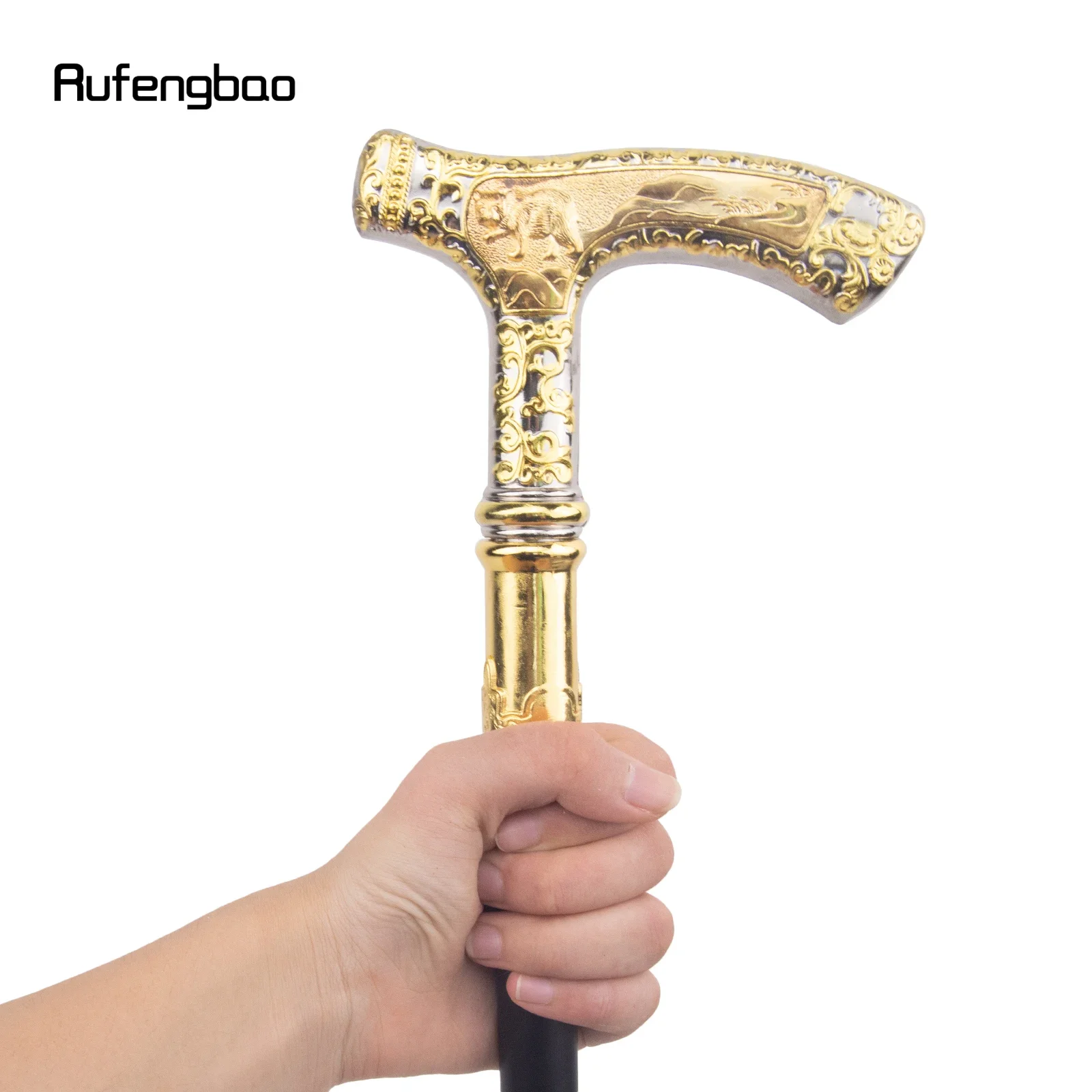 Urso de luxo branco dourado Handle Walking Cane, Bastão decorativo de moda, Cavalheiro elegante Cosplay Knob Crochet, 90cm