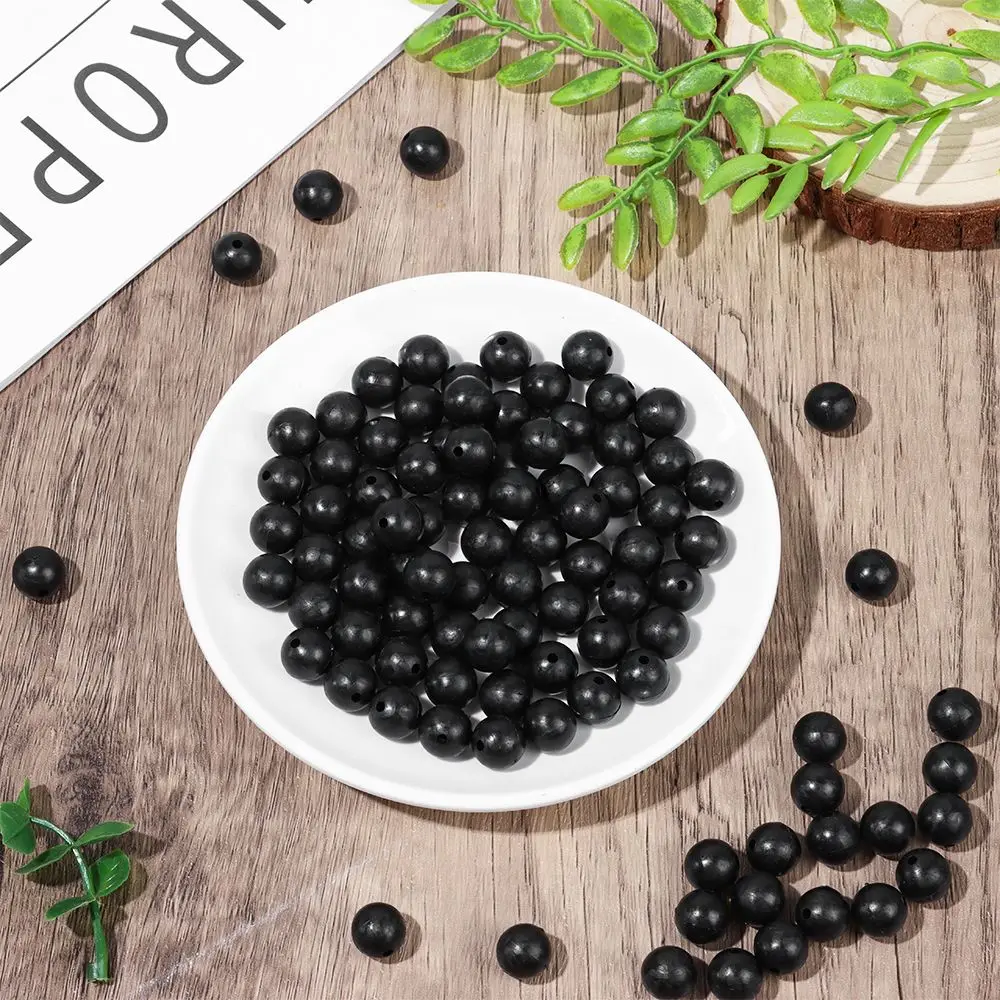100Pcs/Lot 3mm-12mm Plastic Fishing Floats Beads Round Black Soft and Hard Bean High Quality Stoppers Fishing Tools Accessories