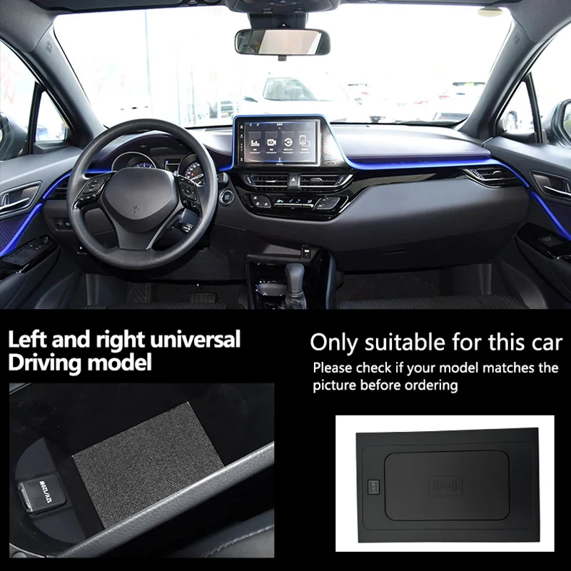 Caricabatterie wireless Qi per auto per Toyota CH-R 2019- 2025 Accessori Adattatore per piastra di ricarica rapida per telefono da 15 W Prodotto 12 V