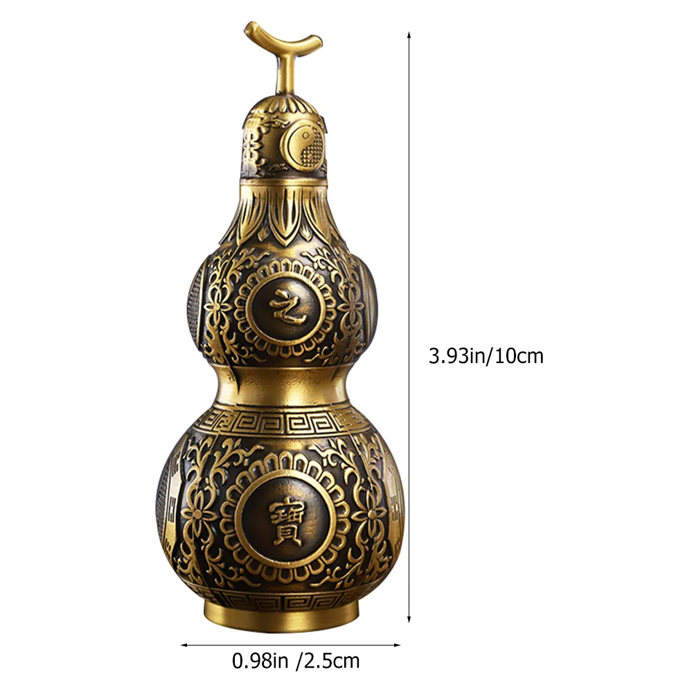 Brass Adorn Crafts Decor Cucurbit Chinese Gourd Statue Figurine Ornament Style Retro