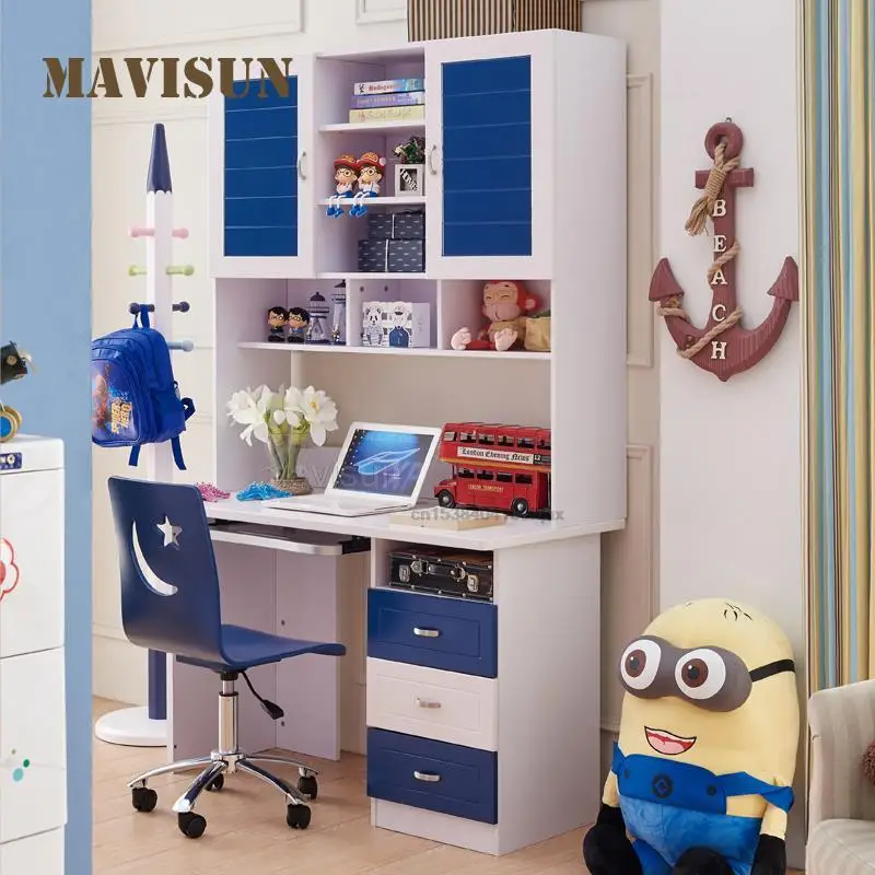 Children's Learning Desk With Storage Bookcase Study Desk Chair Set For Kids Child Corner Computer Table Furniture Household