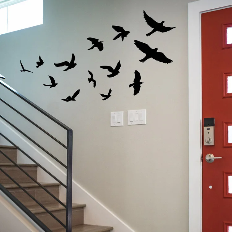 �Many Little Birds Fly“-Wandaufkleber für die Dekoration von Wohnzimmerhintergründen, selbstklebende Wandbilder, zur Verschönerung von Schlafzimmern, abnehmbare Aufkleber. – Detail 4