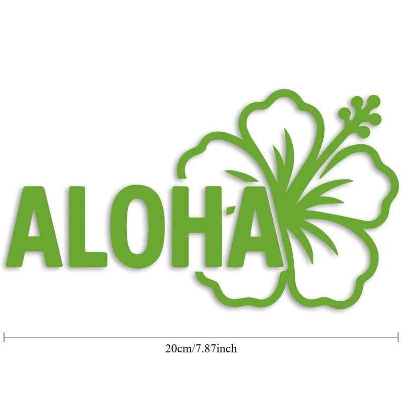 1Pc ALOHA Hibiscus Cut Vinyl Sticker, Gift Decal for Walls, Doors, Luggage, Fridges, Car Bumpers, Gas Caps, Windows, Campers