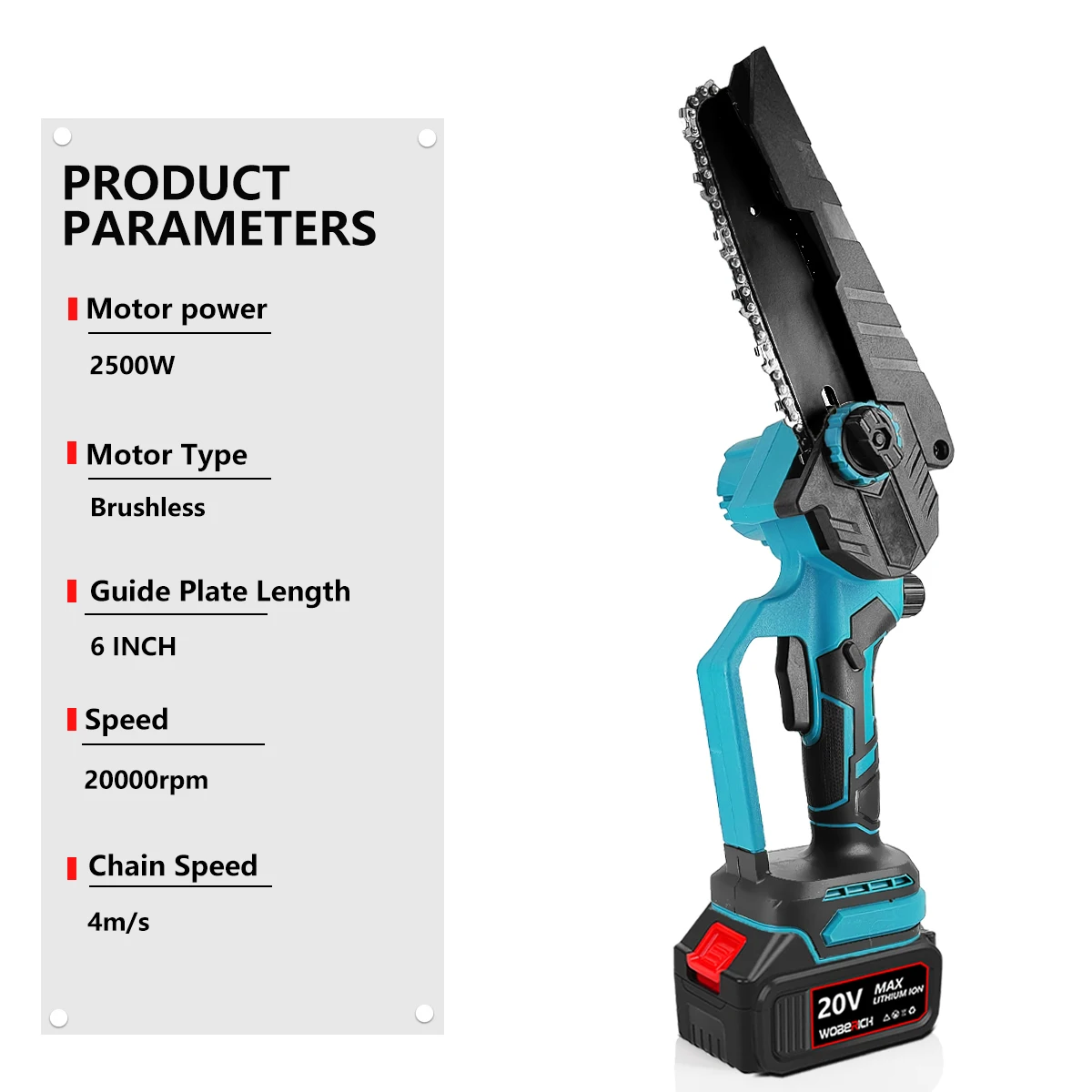 Brushless 6 Inch 21V Mini Powerful Cordless Electric Chain Saw Woodworking Handheld Pruning Chainsaw Garden Cutting Tool
