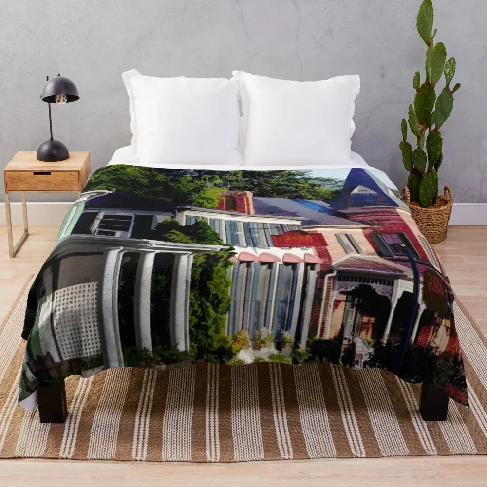 

Main Street in Historic St Michaels, Maryland Throw Blanket Flannel Fleece Soft Warm Throw Blanket