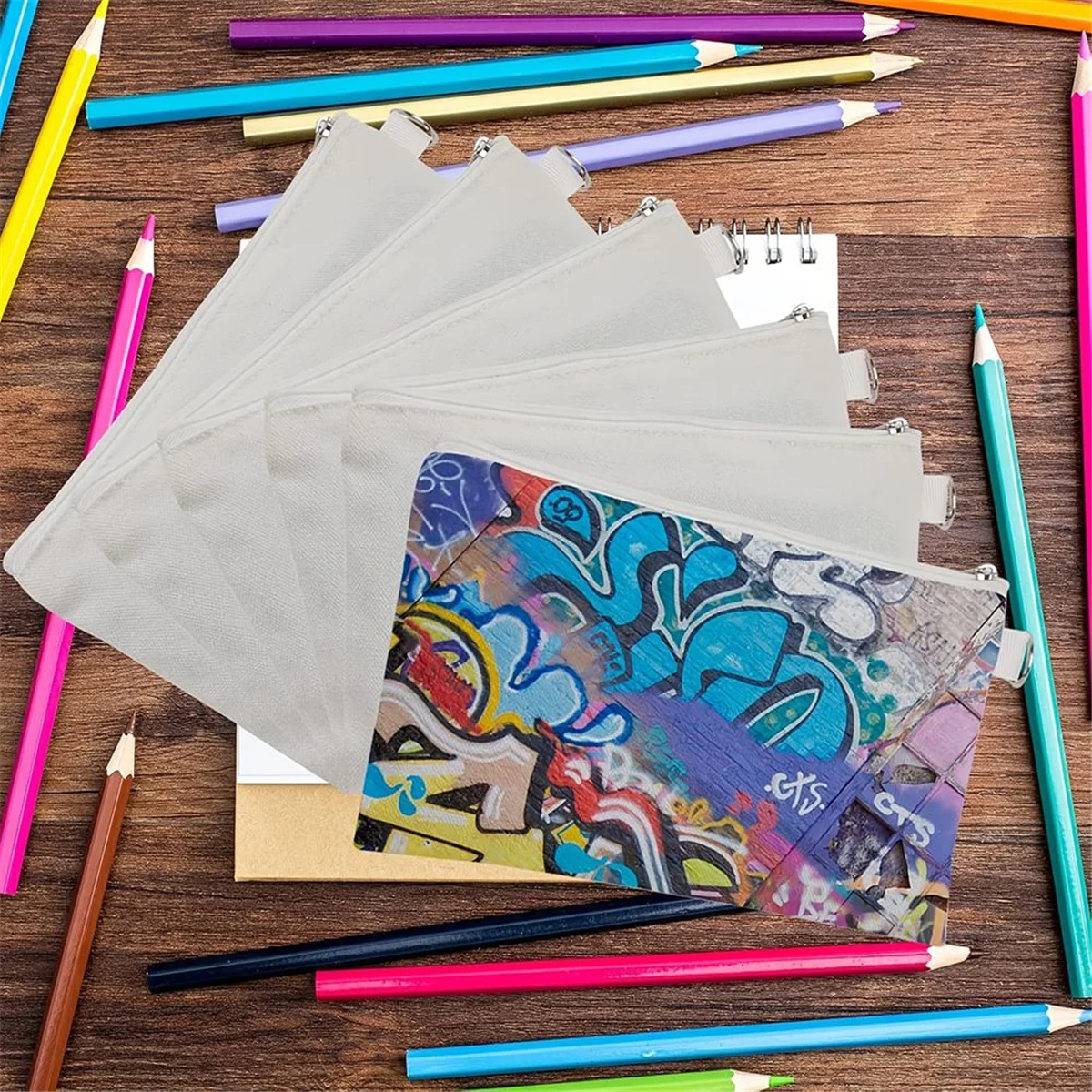 I nuovi sacchetti per trucco in tela bianca per sublimazione da 15 pezzi sfusi, sacchetti per cosmetici per trasferimento di calore fai da te, 7,28 x 4,72 pollici