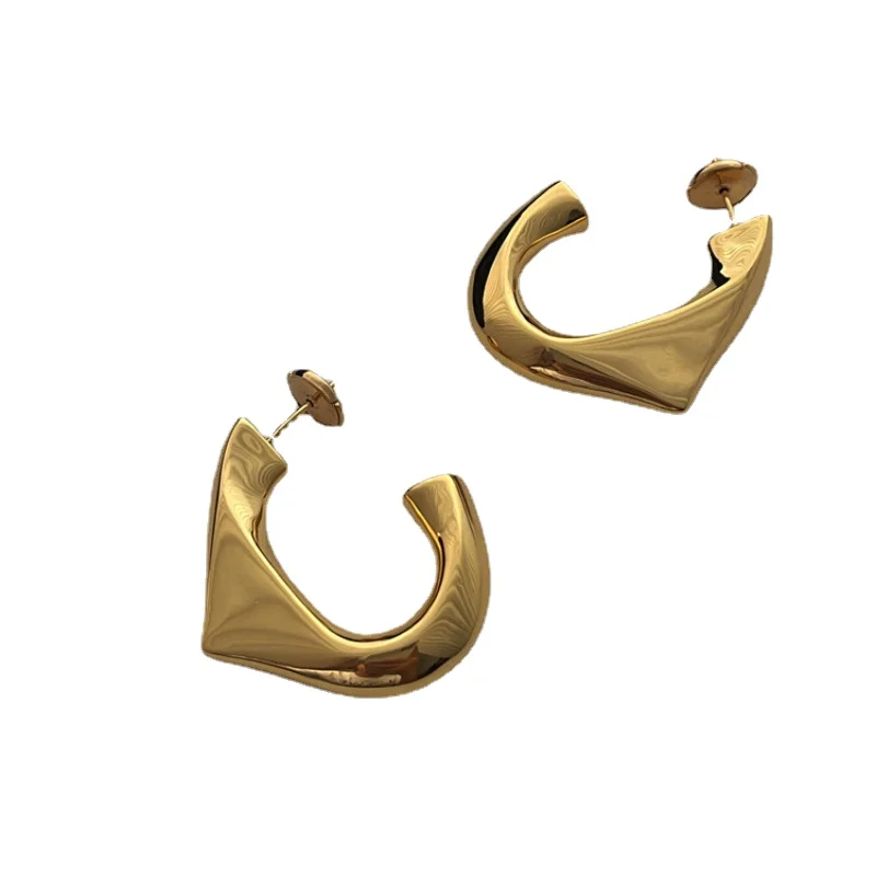 Fashion Jewelry European and American Design Irregular Gold Color Earrings For Women Party Gifts Vintage Temperament Accessories