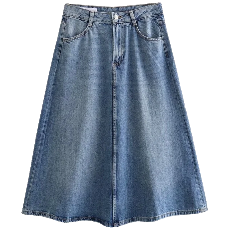 Midi-Jeansrock mit hoher Taille, Frühling und Sommer 2024, Damen-Faion, vielseitiges, schlankmachendes Design, All-Match-Röcke in F-Länge
