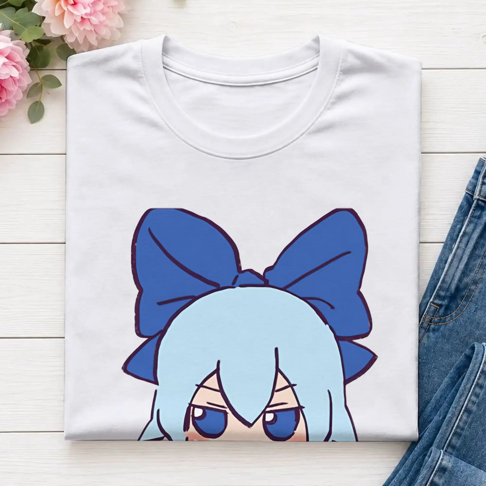 I Draw Cirno Fumo Plush Giving You Choccy Milk Because Your Epic Baka   Touhou T Shirt Summer Touhou Project T Shirts Tops