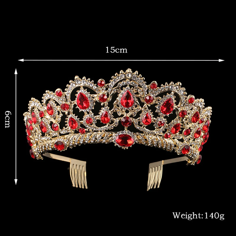 Red Rhinestones Headpiece Baroque for Women Crown The Online Series Apparel Bride